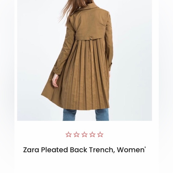 Zara Jackets & Blazers - Zara trf_outerwear Trench Coat Pleated Back Moss Green Cotton Blend Size Small